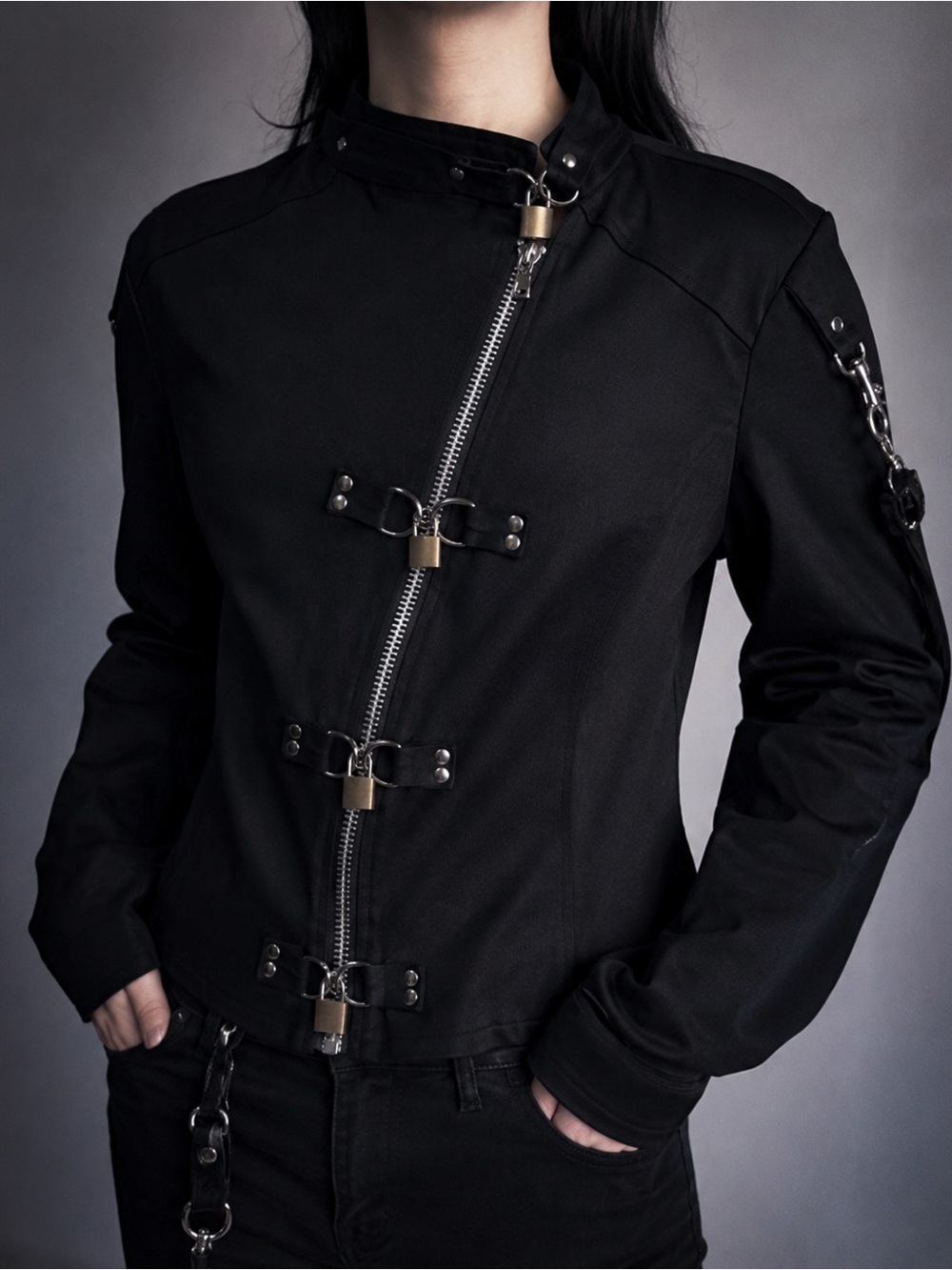 Lip Service Made in USA Fetish Straight Jacket Style Goth Punk Zip  M with key